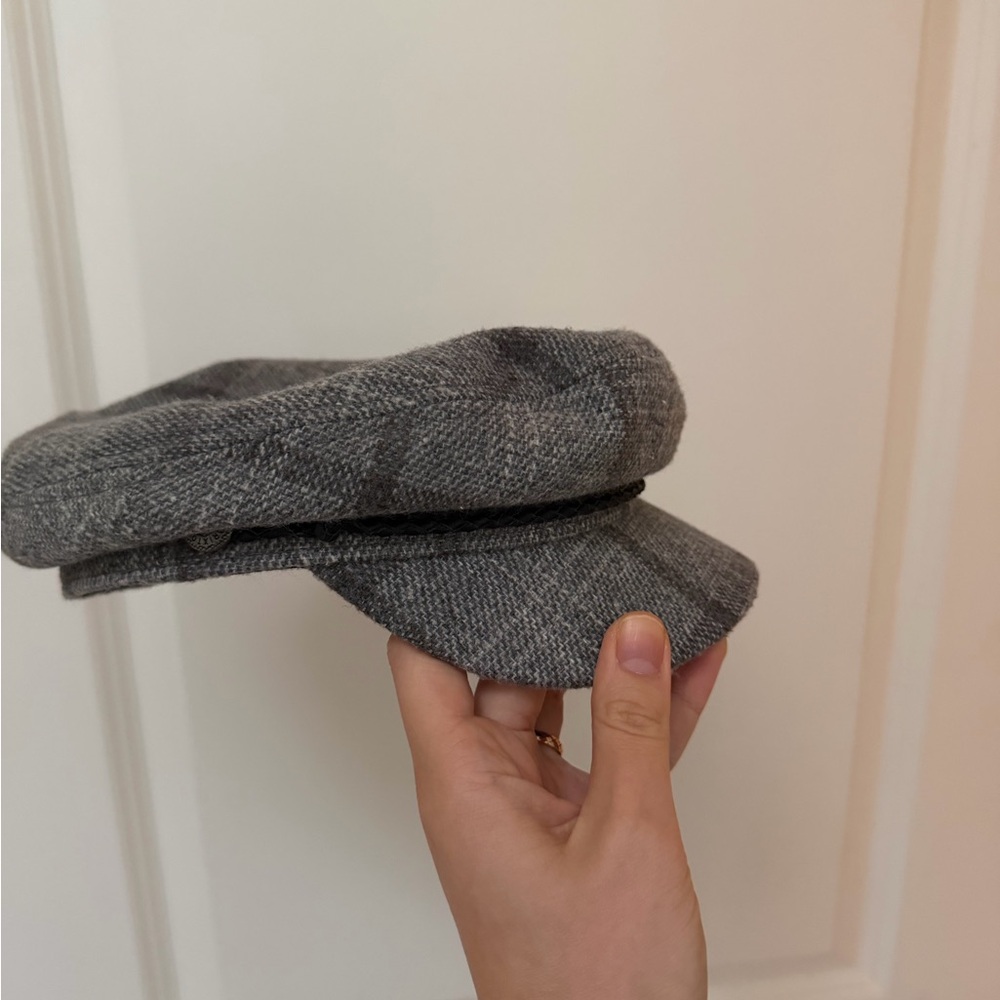 Brixton Gray Tweed Cap with Burgundy Lining
